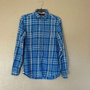 Boston traders luxury vintage blue plaid shirt size small